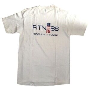 Rare Vintage Total Fitness Single Stitch Honolulu Hawaii T Shirt White Large